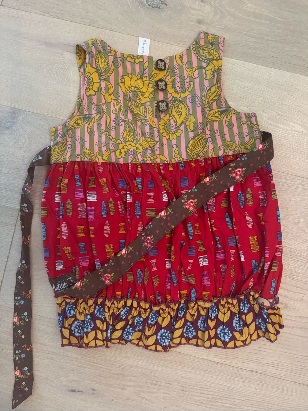 Matilda Jane Colorful Mixed-Print Sleeveless Top - Red, Mustard, Green - Picture 3 of 4